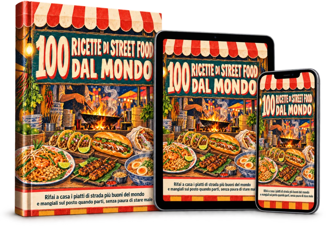 Il manuale 100 Ricette di Street Food dal Mondo su libro, tablet e telefono